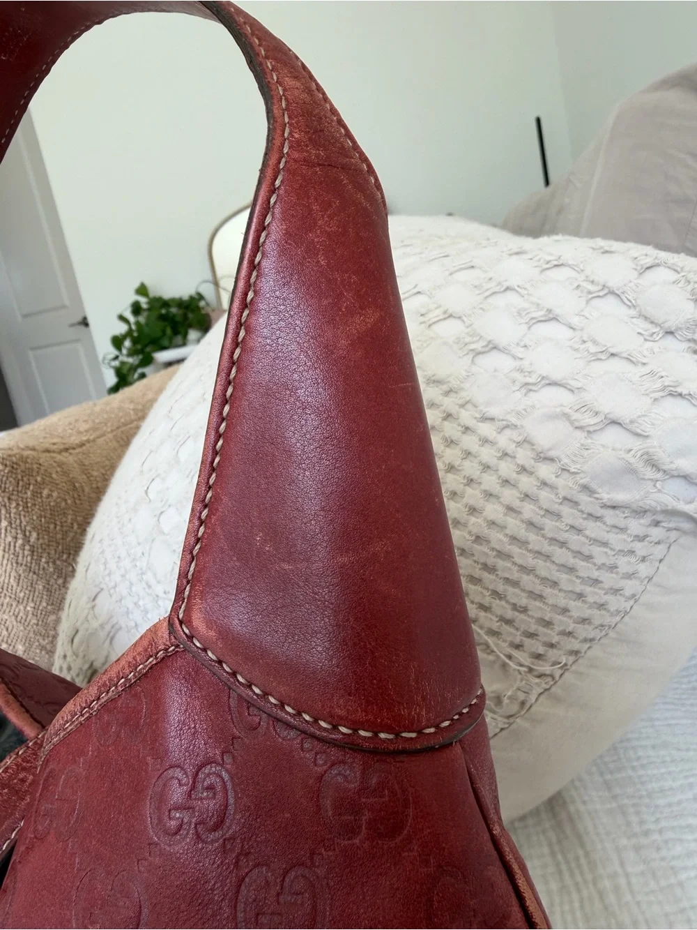 Vintage Gucci Jackie Burgundy Guccissima Leather Hobo Bag | Authentic w/ COA
